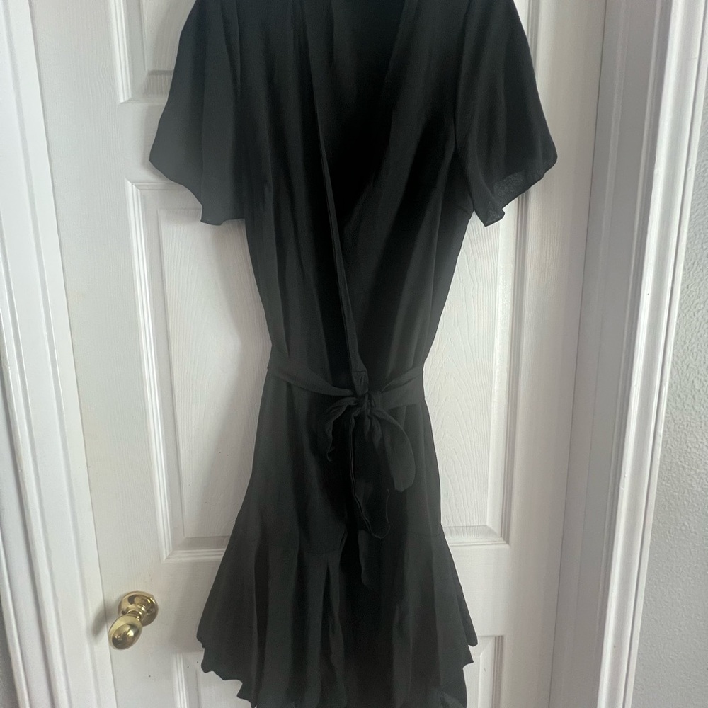 SHEIN Black Mini Wrap Dress